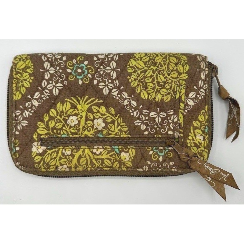 Vera Bradley Quilt Zip Wallet Lime Green Floral Sitting In Tree Retired Pattern